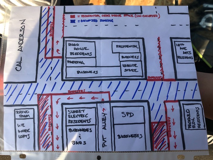 Shannon told me this was her preferred proposal. It would block off parts of 11th and 12th Avenues. I asked SDOT and SFD for a copy of both proposals, but they didnt send them to me.