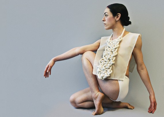 Zoe Scofield, the choreographer and dancer, wearing garments by Anna Telcs in 2013.