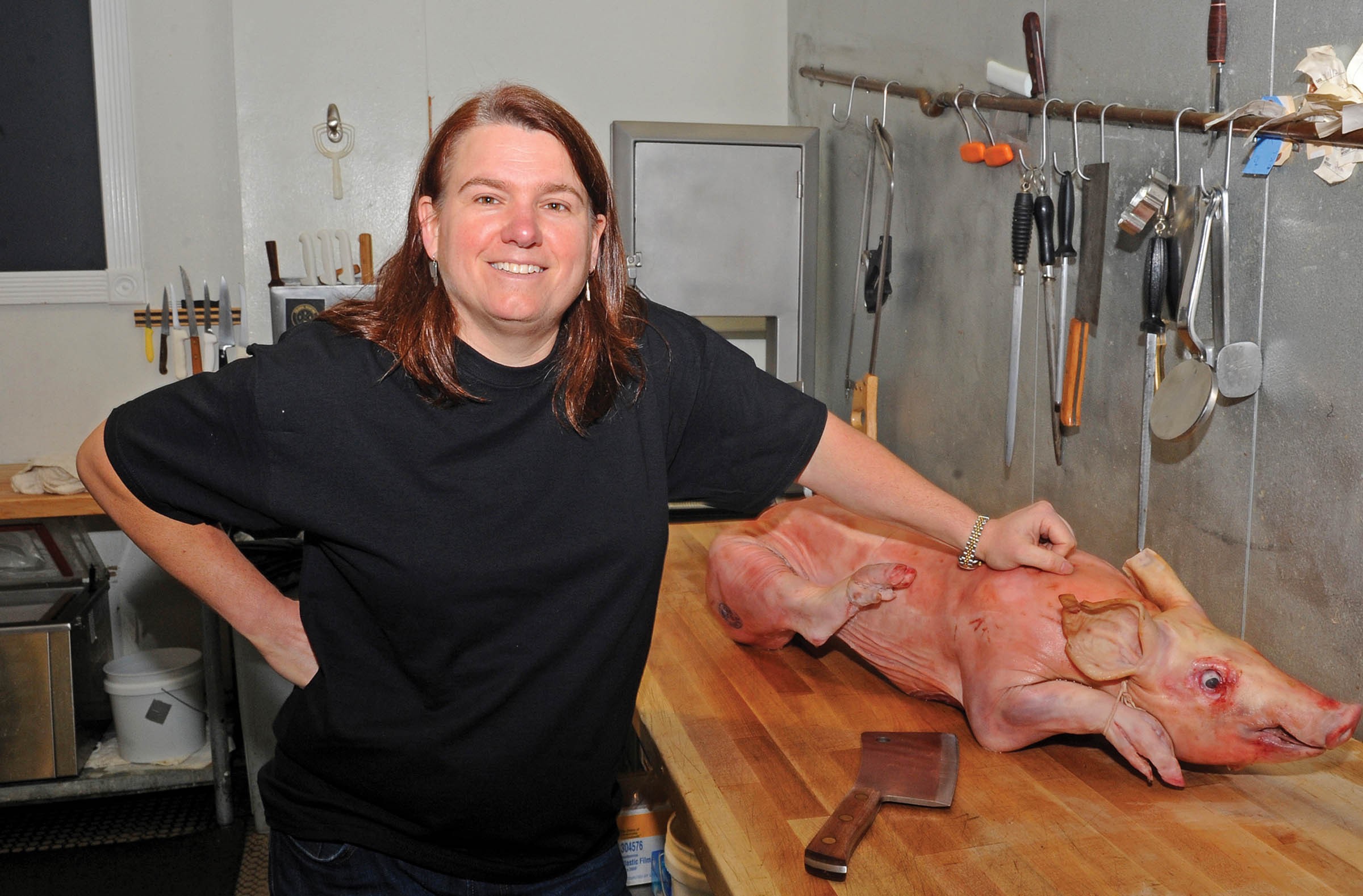 Belmont Butchery owner Tanya Cauthen and sponsors cook up a carnivorous benefit for Scotchtown, Patrick Henry’s home in Hanover County, Oct.27. - SCOTT ELMQUIST