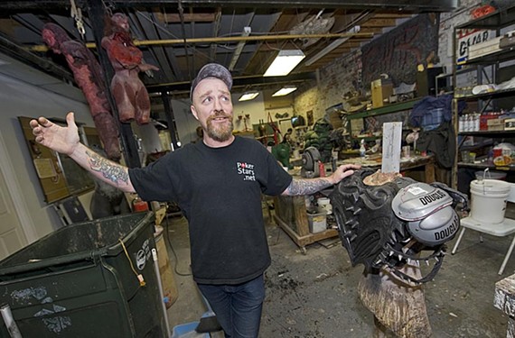 Dave Brockie, lead singer and mouthpiece, holds court during a tour of Gwar headquarters, otherwise known as the Slave Pit.