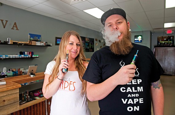 Noelle Pryor and Chip Anderson are co-owners of RVA Vapes, Richmond’s newest electronic cigarette store and lounge. - SCOTT ELMQUIST