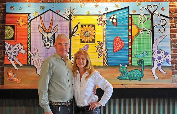 Paul Keevil and Linda Lauby prepare to launch Tío Pablo, a tamale kitchen with tequila around the corner from LuLu’s in Shockoe Bottom. Lauby’s murals are transforming the space for the third time in five years, into something more mystical. - SCOTT ELMQUIST
