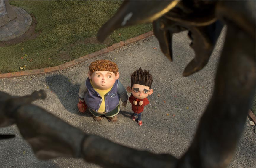Spike-haired Norman, here with best friend Neil, shrinks from his supernatural calling in "ParaNorman." - LAIKA INC.