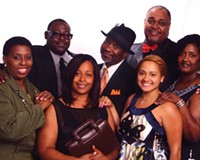 The cast of "Amen Corner" goes to church. Front row, left to right: Verlean Randolph, Christie Berry, Elaine Kevonnie and Jamemia Baskerville. Back row: Antonio Bowman, Tony Cosby and Jacob Taylor.