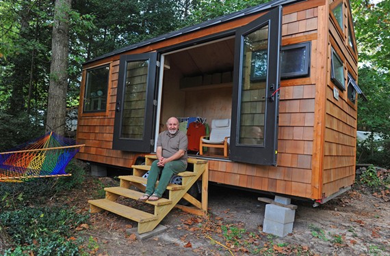 Partly because of environmental concerns, Derryl Cocks lives in a local tiny house community where multiple people share a kitchen. “I’m from New Zealand and my family did a lot of camping with a caravan,” he says. “So I did a lot of living in small spaces.” - SCOTT ELMQUIST