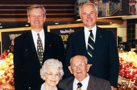 Bobby and Jim Ukrop, standing, pose for a portrait with their parents, Jacquelin and Joseph.