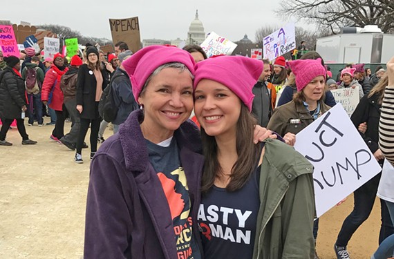 Julie Wescott Weissend and her daughter, Mary Genevieve Weissend, of Richmond wore ubiquitous pink knit hats. “It was amazing to have such an infusion of inspiration from my daughter and this incredible array of other helpful, creative and intentional human beings,” Julie says. - PAUL WEISSEND