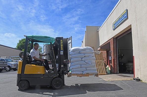 Bags of coffee beans are transported at the 734 Coffee warehouse in Springfield. The coffee is known for its smooth, robust flavor and comes from a region of Northeast Africa that produces some of the world’s best coffee beans. - SCOTT ELMQUIST