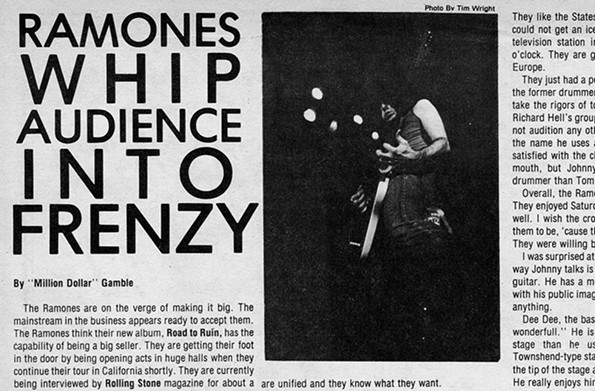 The Ramones concert in the gymnasium in October 1978 was reviewed by the Commonwealth Times. - VCU LIBRARIES