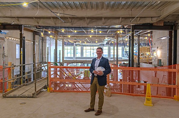 Jamie Bosket, president and CEO of the history museum, stands amid the construction of the new great hall two weeks ago. - COURTESY THE VIRGINIA MUSEUM OF HISTORY & CULTURE