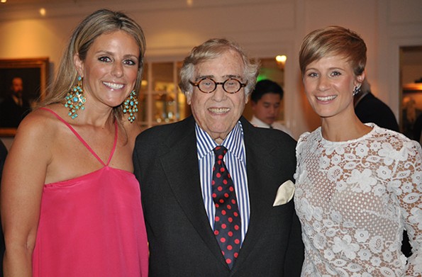 Newlyweds Sarah Tallman (left) and Liz Parker with Richard S. “Major” Reynolds, III, Parker’s great uncle, at their wedding reception at the Indian Harbor Yacht Club in Greenwich, Ct. in May 2017. - COURTESY LIZ PARKER