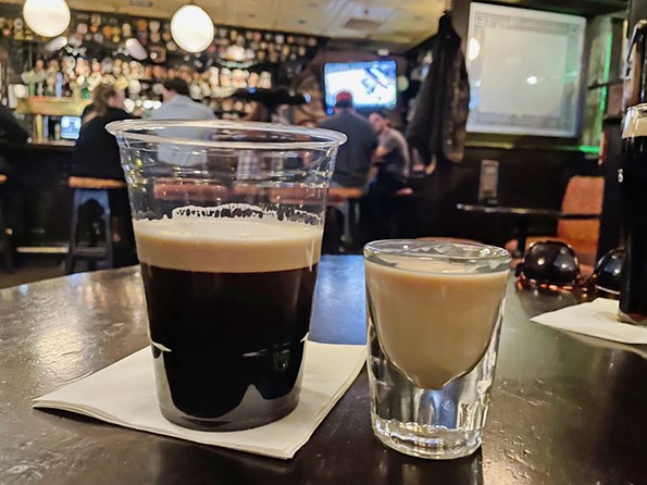An Irish Car Bomb is made by dropping a bomb shot of Irish cream and whiskey into a glass of stout. - WYATT GORDON