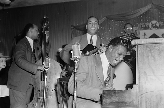 The King Cole Trio performs at the Romany Room in 1941. During the engagement, Cole penned and recorded a musical birth announcement in honor of the proprietor’s newborn son.