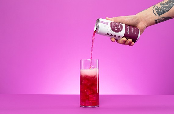 The Transfusion cocktail is made with Belle Isle ’shine, Concord grape, real ginger, fresh lime and seltzer.
