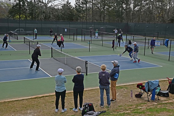 Players on the pickleball courts at Forest Hill Park.