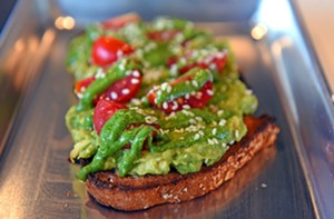 Ginger Juice offers a basil-pesto version, featuring pesto, cherry tomatoes and sesame seeds. - SCOTT ELMQUIST