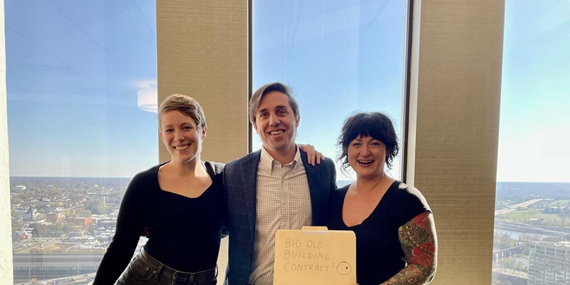 (From left): Kate Fowler, director of community partnerships and development at Studio Two Three,
Chris Mackenzie, board chair at Studio Two Three and attorney at Sands Anderson, and Ashley Hawkins, executive director and co-founder of Studio Two Three.