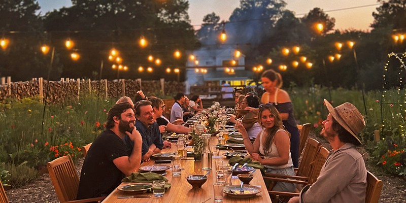 The Farmer and the Chef Dinner Experience, a popular dinner series launched in July, begins with a tour of the farm and ends with a multi-course dinner featuring produce grown on the farm, hosted outdoors within Celeste’s wildflower meadow.