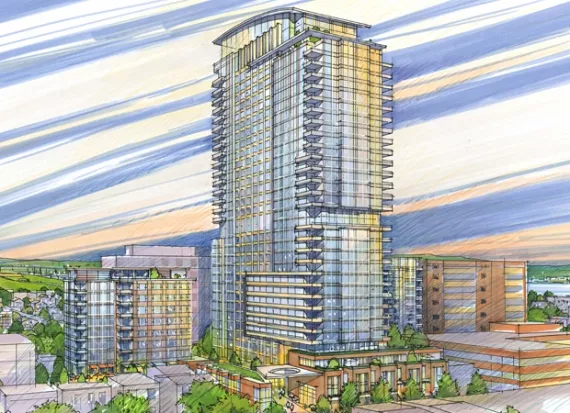 An artist's rendition of the rebuilt Fenwick Tower
