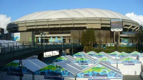 Centreville=Securitytown: A small portion of the thousands of tents at the Olympics.  These CCTV monitored state-of-the-art jobbies is where they make you take off your shoes.