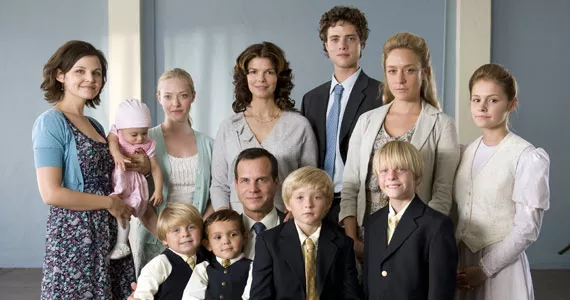 Don’t let that contented smile fool you: Barb (Jeanne Tripplehorn, centre) is SO over this craziness.