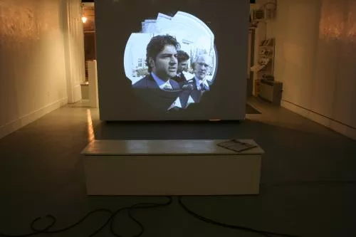 Former MP Rahim Jaffer gets media spin in Pudy Tongs MFA exhibition, March 9.