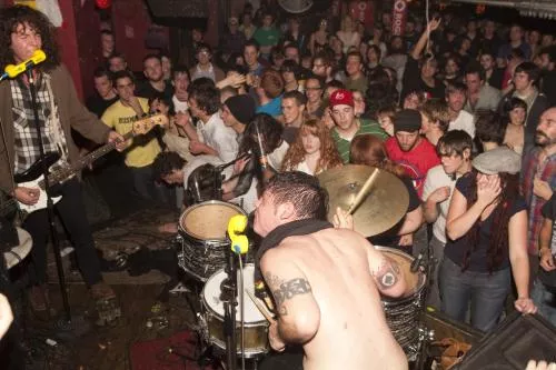 I bet you can just smell the sweat by just looking at this pic of Japanther at The Seahorse I bet you can just smell the sweat by just looking at this pic of Japanther at The Seahorse. Can you believe there are ladies in the crowd there? Don't tell The Seahorse bouncers!