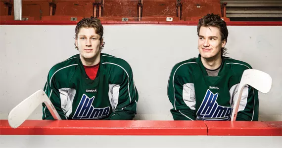 Mooseheads staff worked miracles to get stars Nathan MacKinnon (left) and Jonathan Drouin into Halifax uniforms. - RILEY SMITH