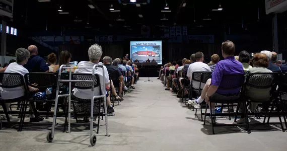 Some 400 community members, young and old, rich and poor, gathered on July 2 to try and save the Forum. - KATIE TOTH