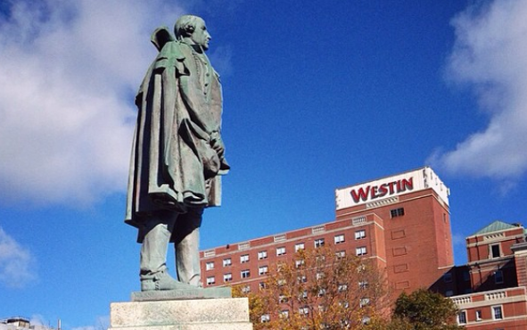 This statue of Edward Cornwallis stands in front of the Westin hotel in Halifax's south end. - VIA EDWARDCORNWALLIS_WANTED ON INSTAGRAM
