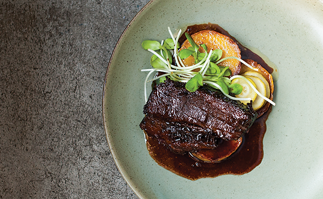 Beer and molasses braised beef brisket with roasted squash and pickles - JESSICA EMIN