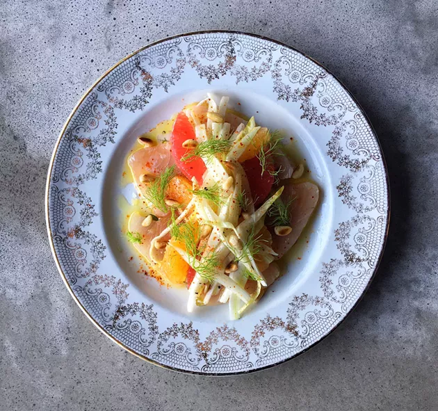 Silky raw albacore, clementine, grapefruit, endive and fennel. - ANNIE BRACE-LAVOIE