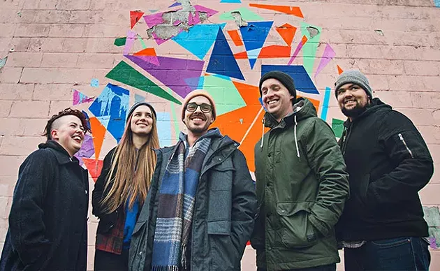 The band of brothers (and sisters, and friends) is, from left, Rosanna Burrill, Clare Macdonald, Clayton Burrill, Paul Aarntzen and Jackson Fairfax-Perry. - LENNY MULLINS