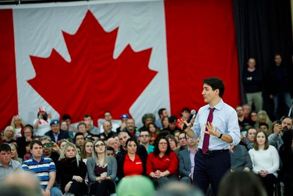 Prime minister Justin Trudeau addresses the crowd gathered at Sackville High School during his last visit to Halifax. - VIA INSTAGRAM