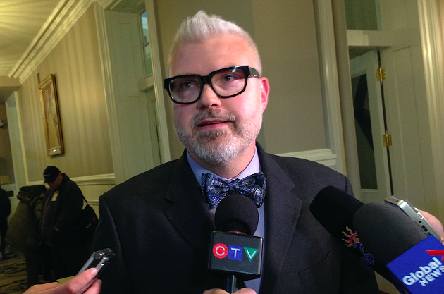 Councillor Shawn Cleary speaking to reporters. - THE COAST