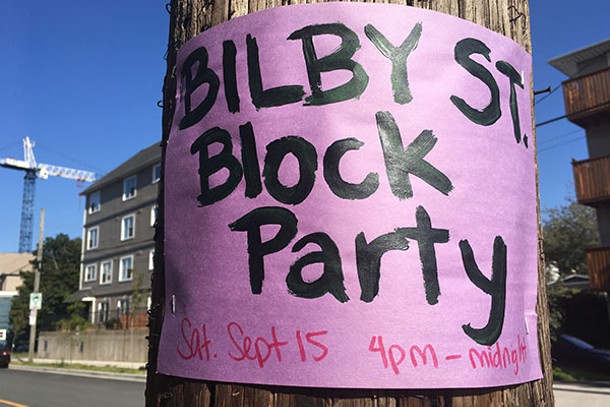 A poster for a recent block party on Bilby. - SANDRA C. HANNEBOHM