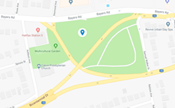 The new location at Bi-Hi Park is currently underused green space. Members would access the farm from Bayers Road.