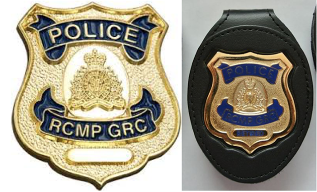 A real badge that was reported missing by HRP in April (left) vs. a fake badge being sold online (right). - NS RCMP/FACEBOOK