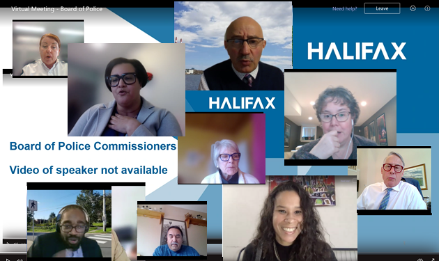 Virtual meeting of Halifax's board of police commissioners on Monday, November 16. - THE COAST