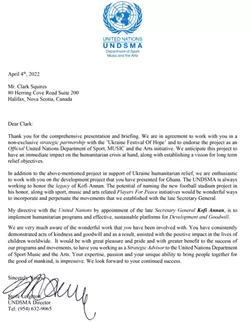 Steve Leighton's UNDSMA letter to Clark Squires, endorsing his Ukraine Festival for Hope. - SCREENSHOT