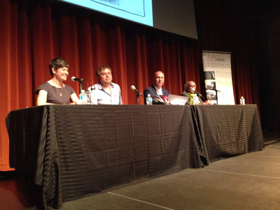 The candidates at last week's debate. From L-R; Megan Leslie, Thomas Trappenberg, Andy Fillmore and Allan Bezanson. - JACOB BOON