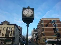 The Alderney Gate public clock.