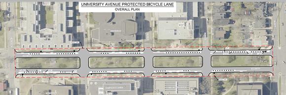 The proposed bike lanes on University Avenue. - VIA HRM