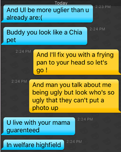 Some of the messages Ferguson has received on Grindr.