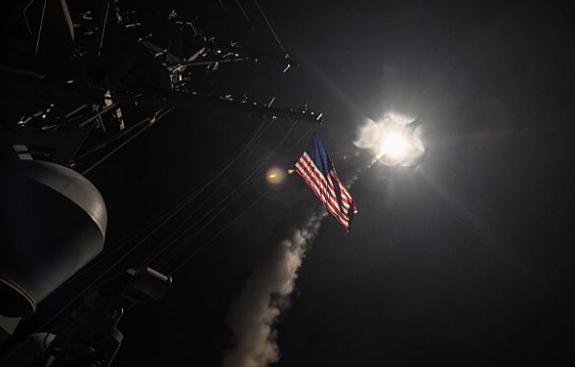 The guided-missile destroyer USS Porter (DDG 78) conducts strike operations on Syrian targets while in the Mediterranean Sea, April 7, 2017. - FORD WILLIAMS, VIA U.S. NAVY