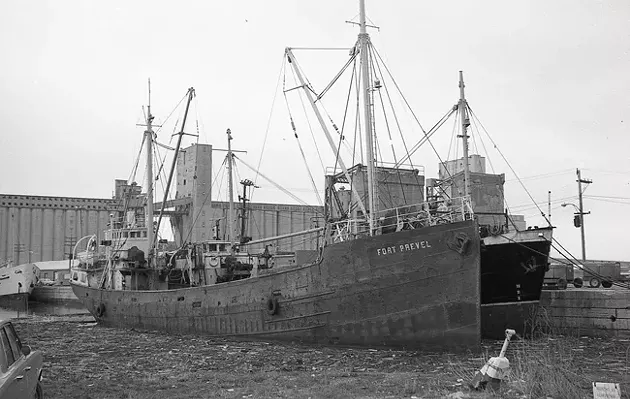 Fort Prevel, a trawler built during the First World War, worked out of Halifax for many years before serving in the Second World War. It was later converted to a cargo ship and worked on the St. Lawrence River. (1970) - MAC MACKAY