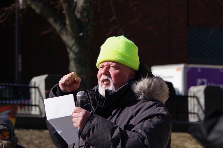 “We’re taking the government to task," Chris Trider told the Owls Head rally, "because this is our property, this is our environment, this our legacy for our children. And it’s not theirs to sell!”