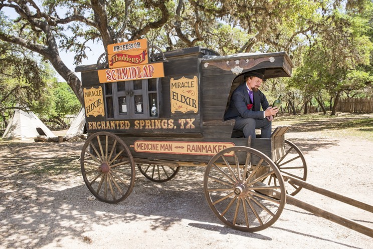 Imagine a travelling discourse on the politics of imagination akin to Professor Thaddeus Schmidlap's wagon at the Enchanted Springs Ranch and Old West theme park in Boerne, Texas.
