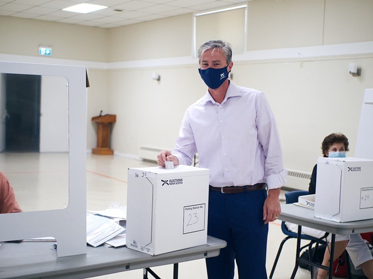 Tim Houston a year ago, casting a vote for his future—and Nova Scotia's—in the Pictou East riding.
