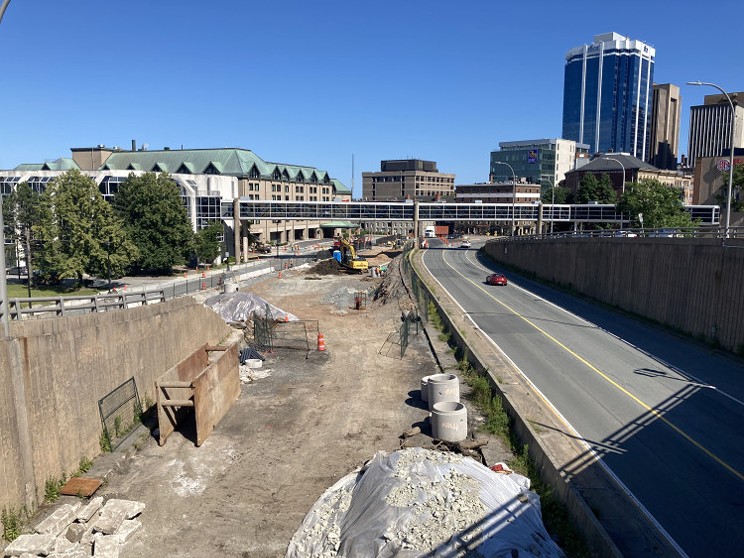 Halifax is spending $122.6 million to tear down the former Cogswell Interchange and build a new neighbourhood with room for 2,500 people to live. Pictured: Barrington and Hollis streets, facing south.